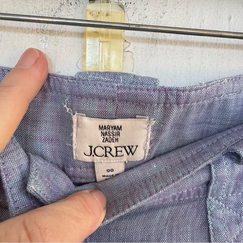 J. Crew Maryam Nassir Zadeh Dual-Tone Linen Trouser Purple Blue size 00